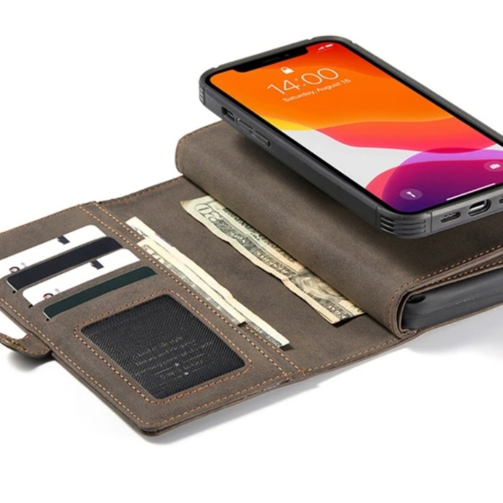 2 in 1 multi functional detachable leather wallet phone case